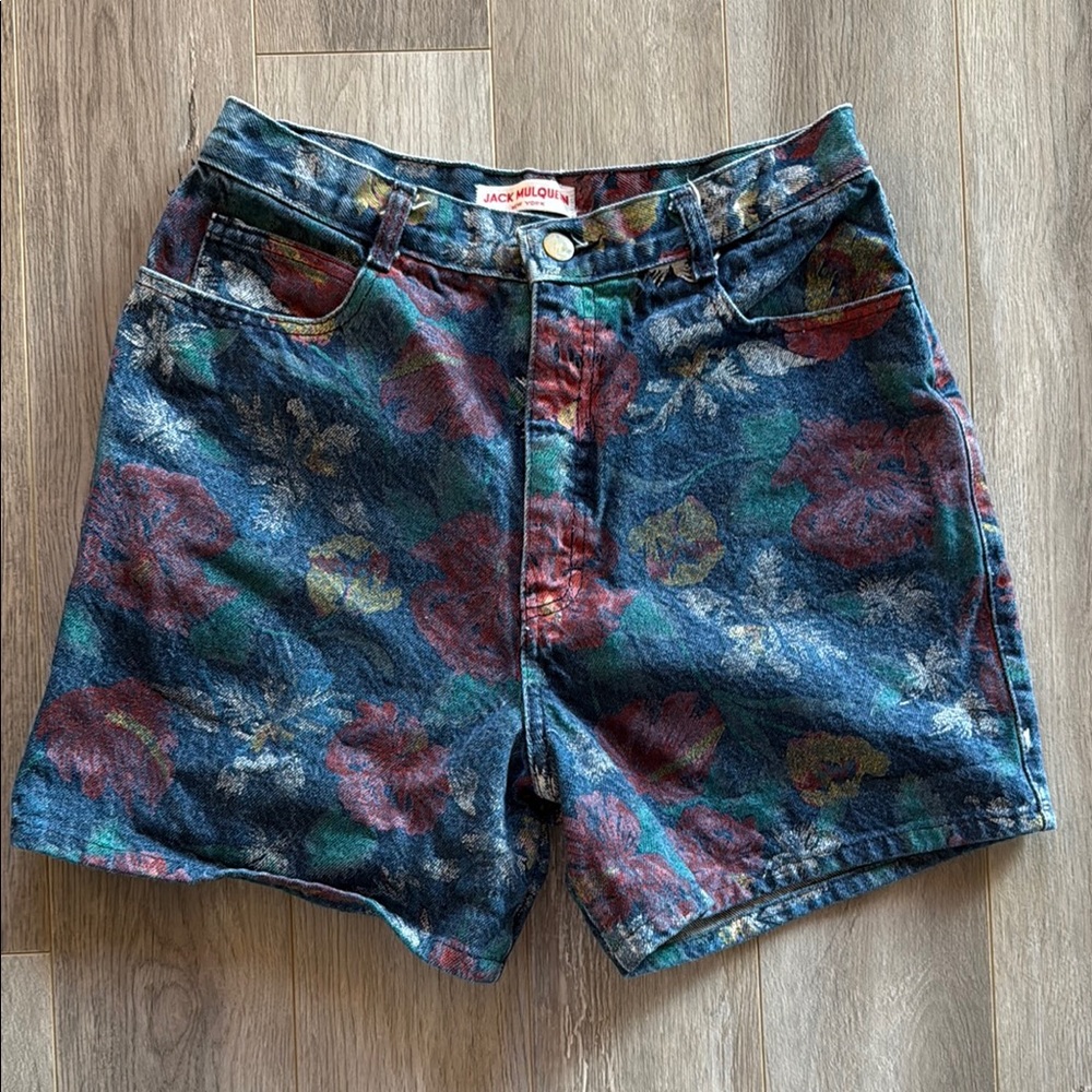 Vintage✨ Jack Mulqueen Floral Denim Shorts, Size 14